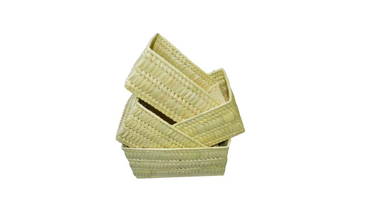 Lakpura Palmyrah Basket Square Shape (Four Pieces) Design B