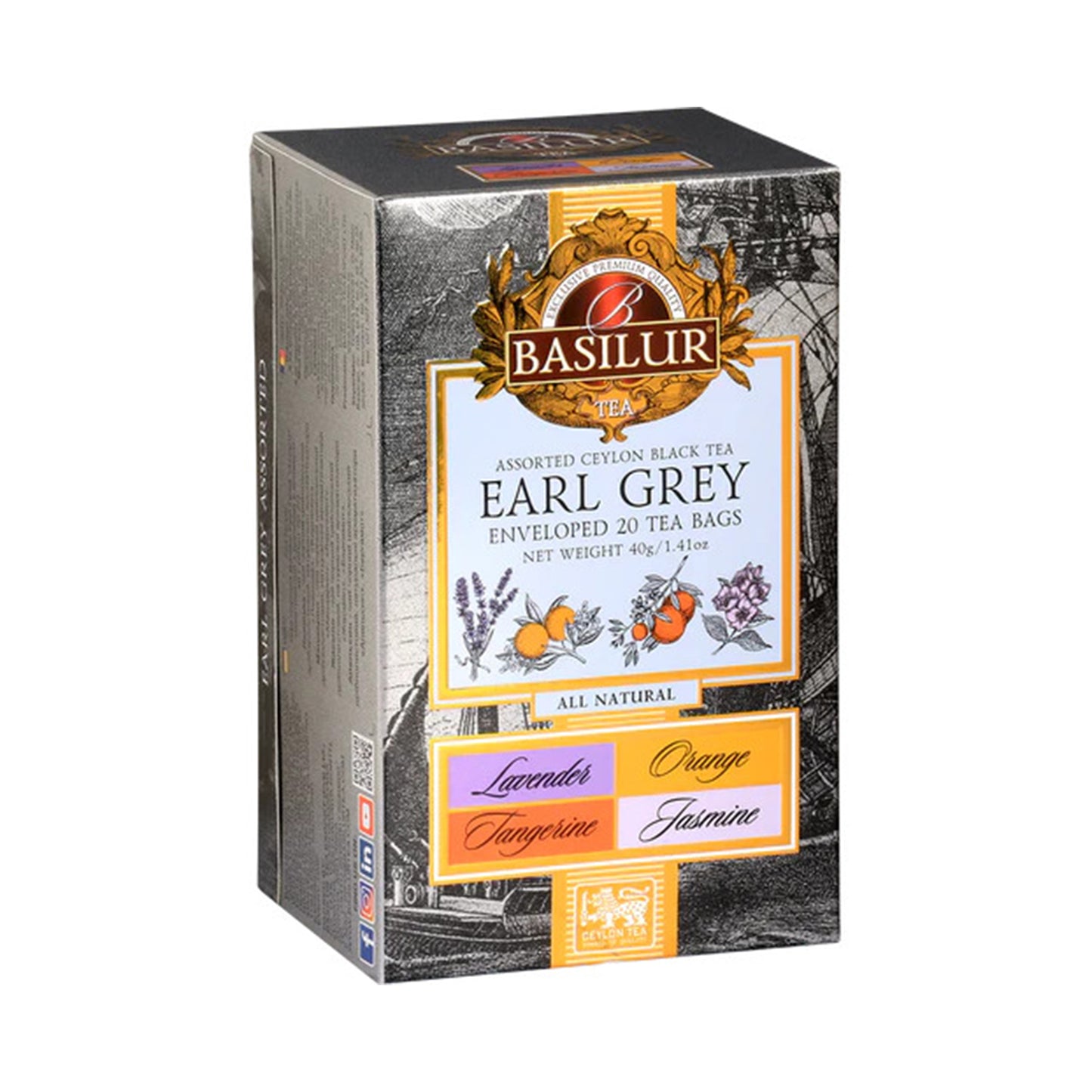 Colección Basilur Earl Grey (40 g), 20 bolsitas de té