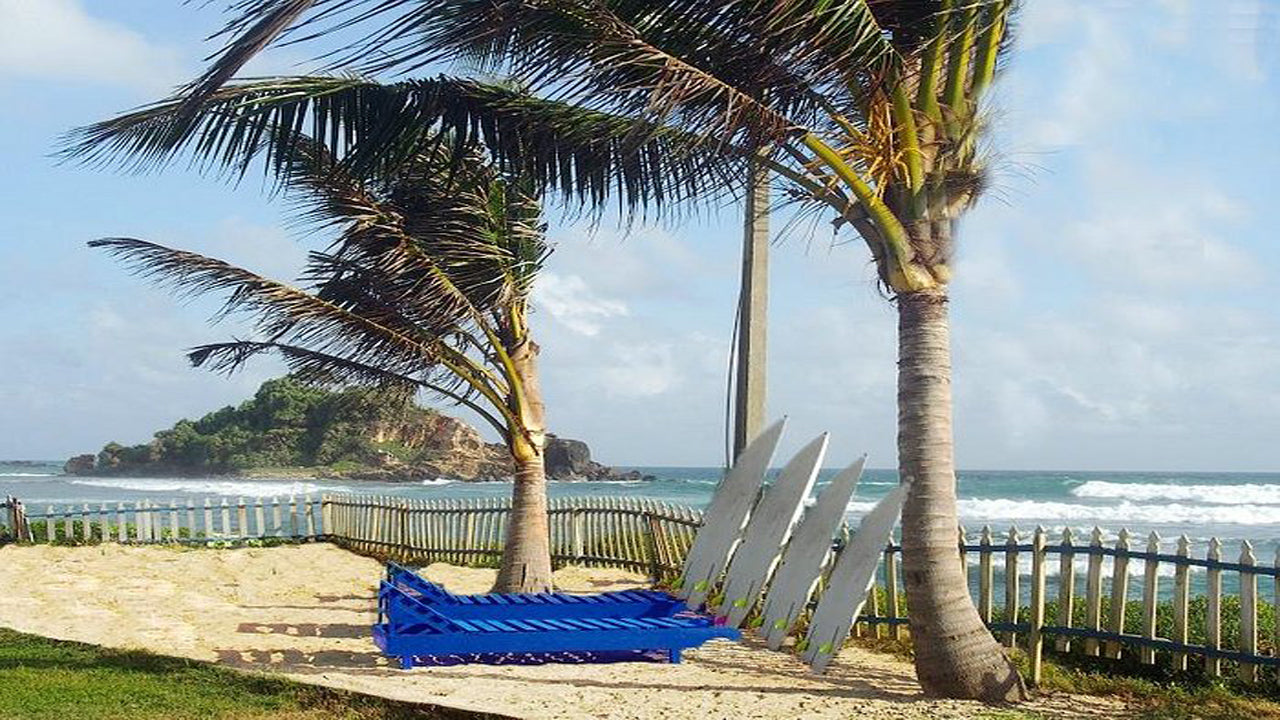 Cabañas en la playa de Lace Rock, Ahangama