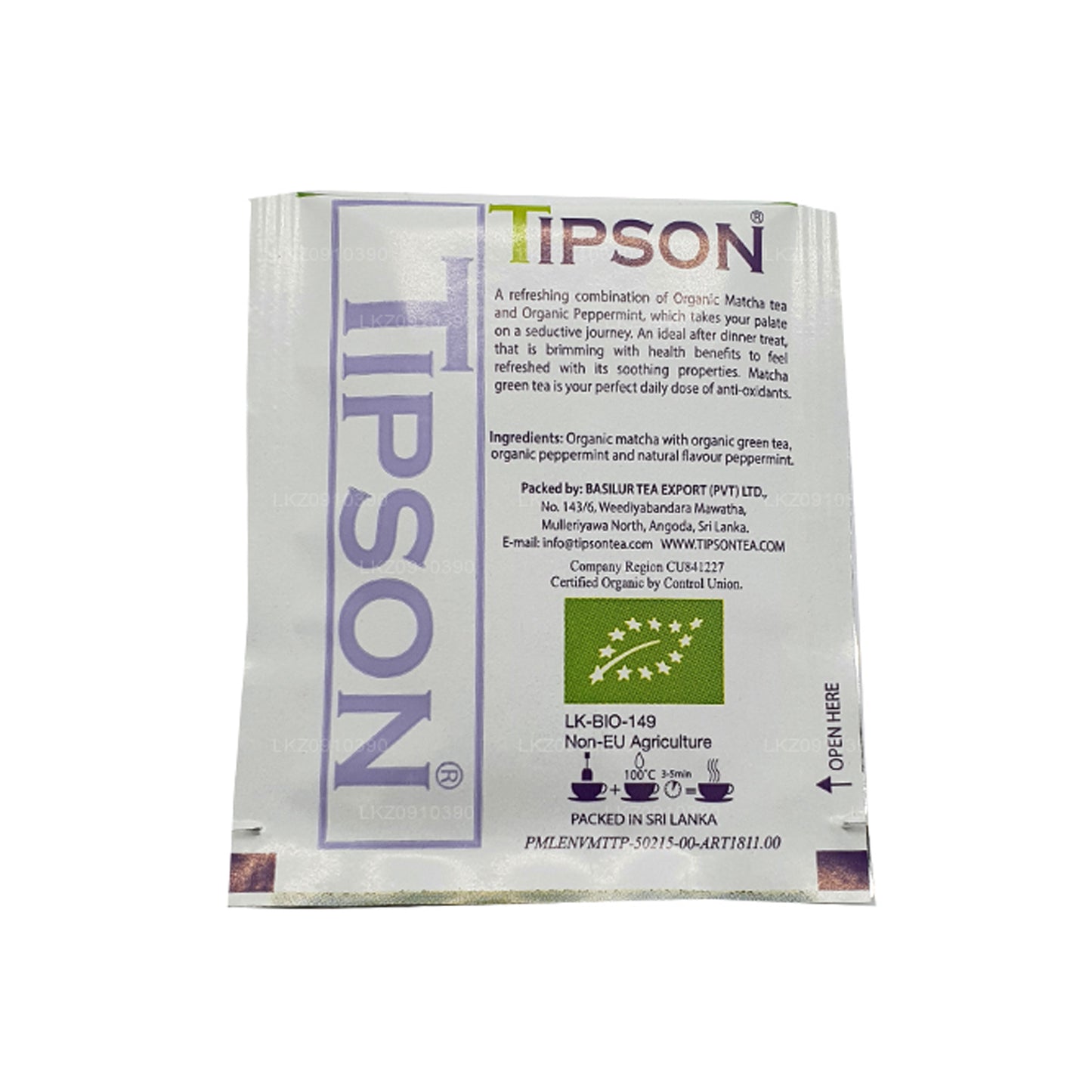 Matcha y menta orgánicos Tipson Tea (37,5 g)