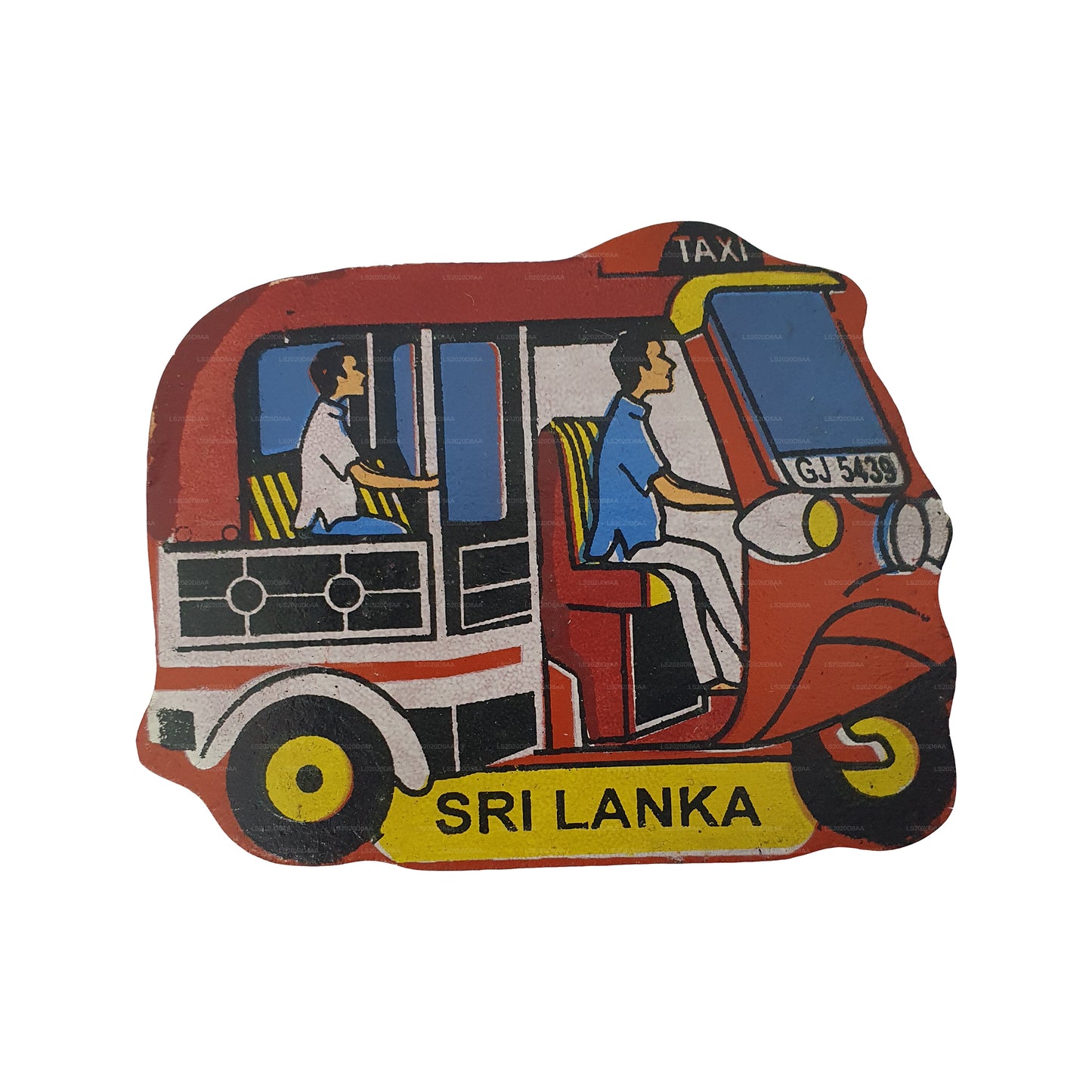 Imán para nevera Tuk Tuk rojo de Sri Lanka