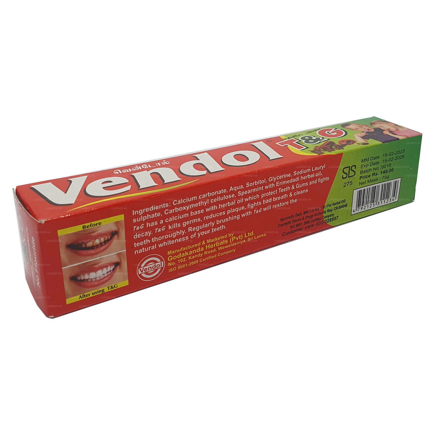 Pasta de dientes Vendol T and G (135 g)