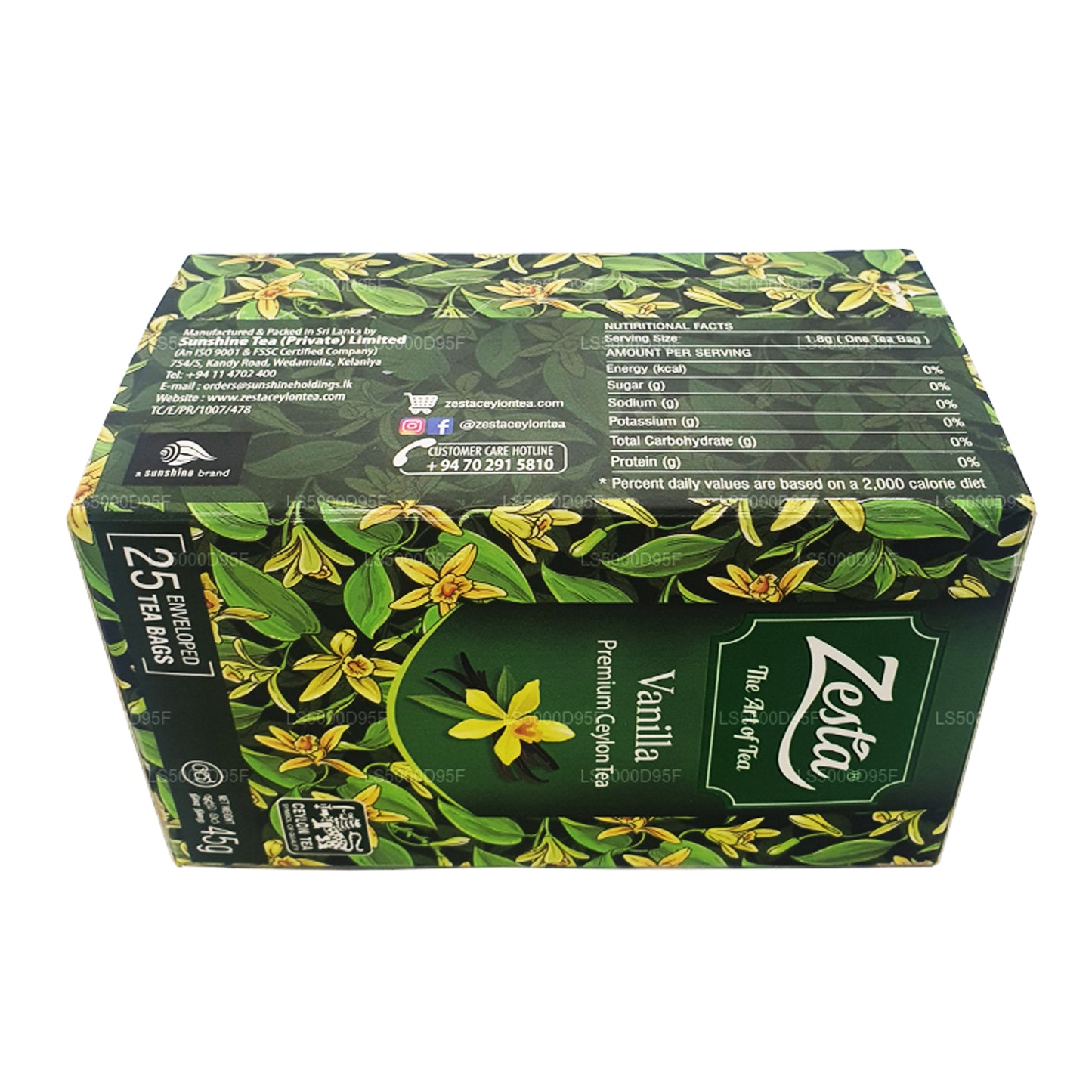 Té negro Zesta Vanilla (45 g) 25 bolsitas de té
