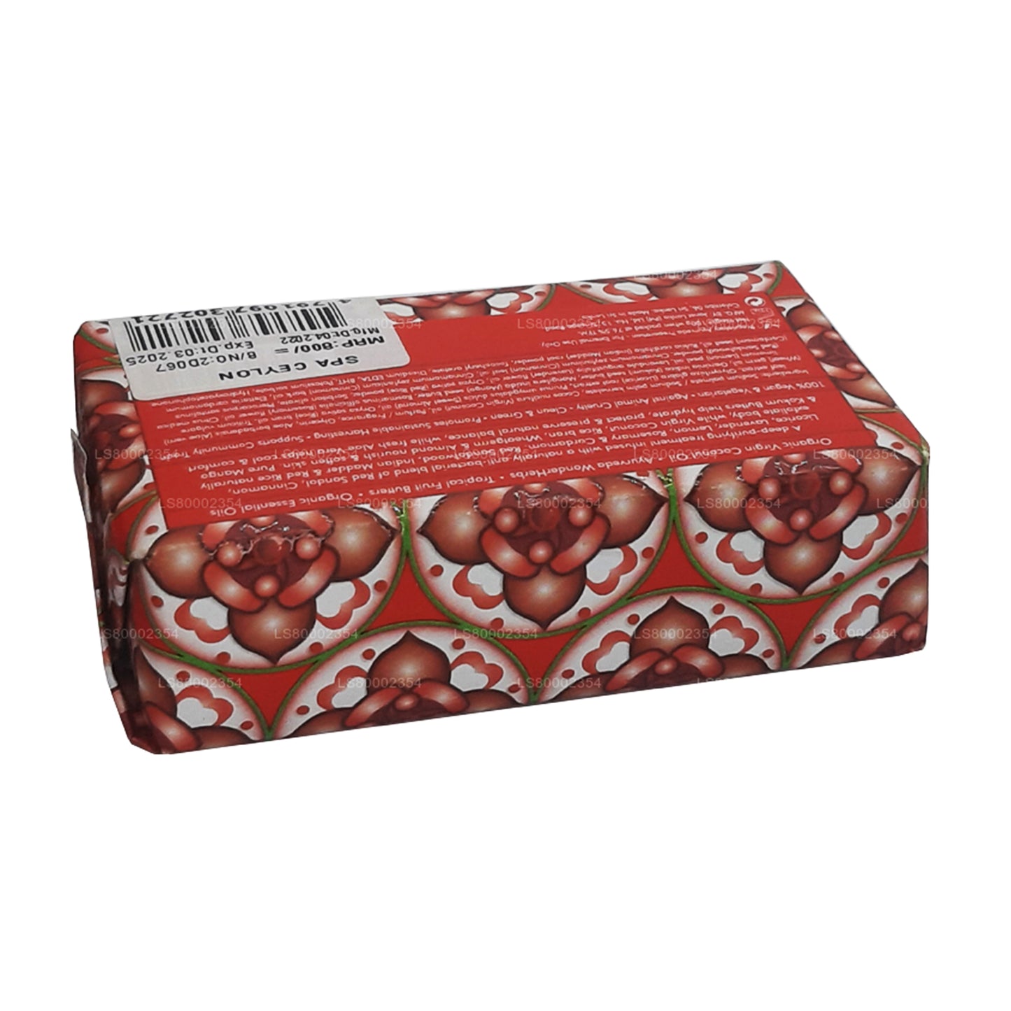 Jabón de bienestar exfoliante antibacteriano Spa Ceylon con sándalo rojo y canela (100 g)