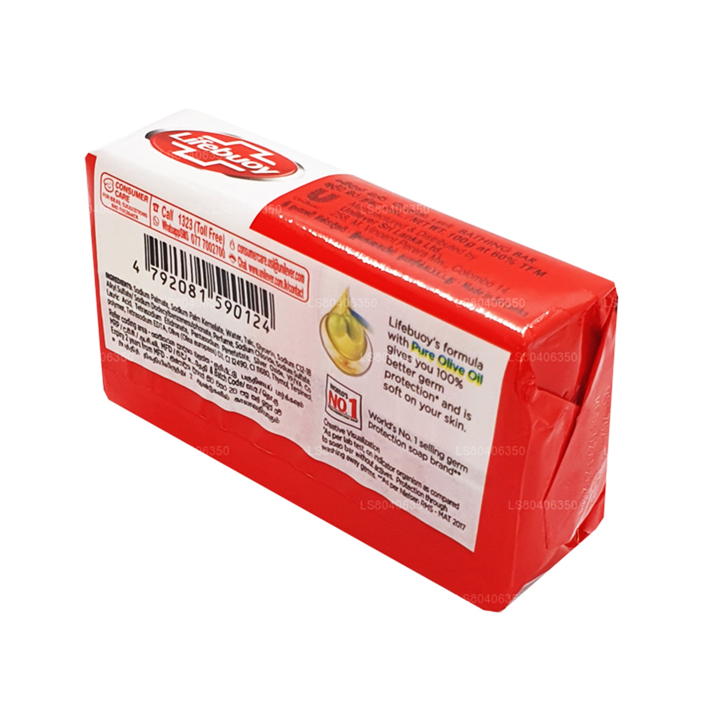 Jabón corporal Lifebuoy Total 10 con aceite de oliva puro (100 g)