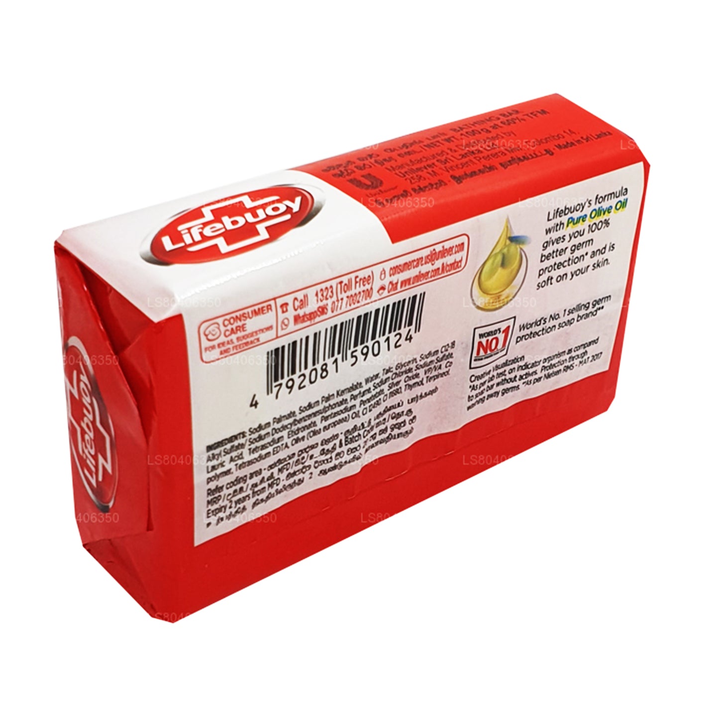 Jabón corporal Lifebuoy Total 10 con aceite de oliva puro (100 g)