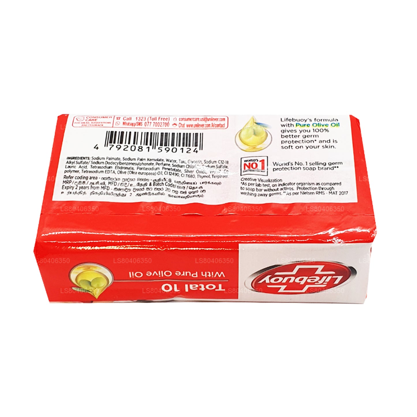 Jabón corporal Lifebuoy Total 10 con aceite de oliva puro (100 g)