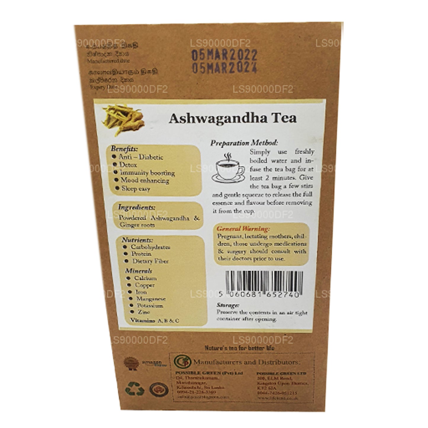 Té de ashwagandha Lifetone (40 g)