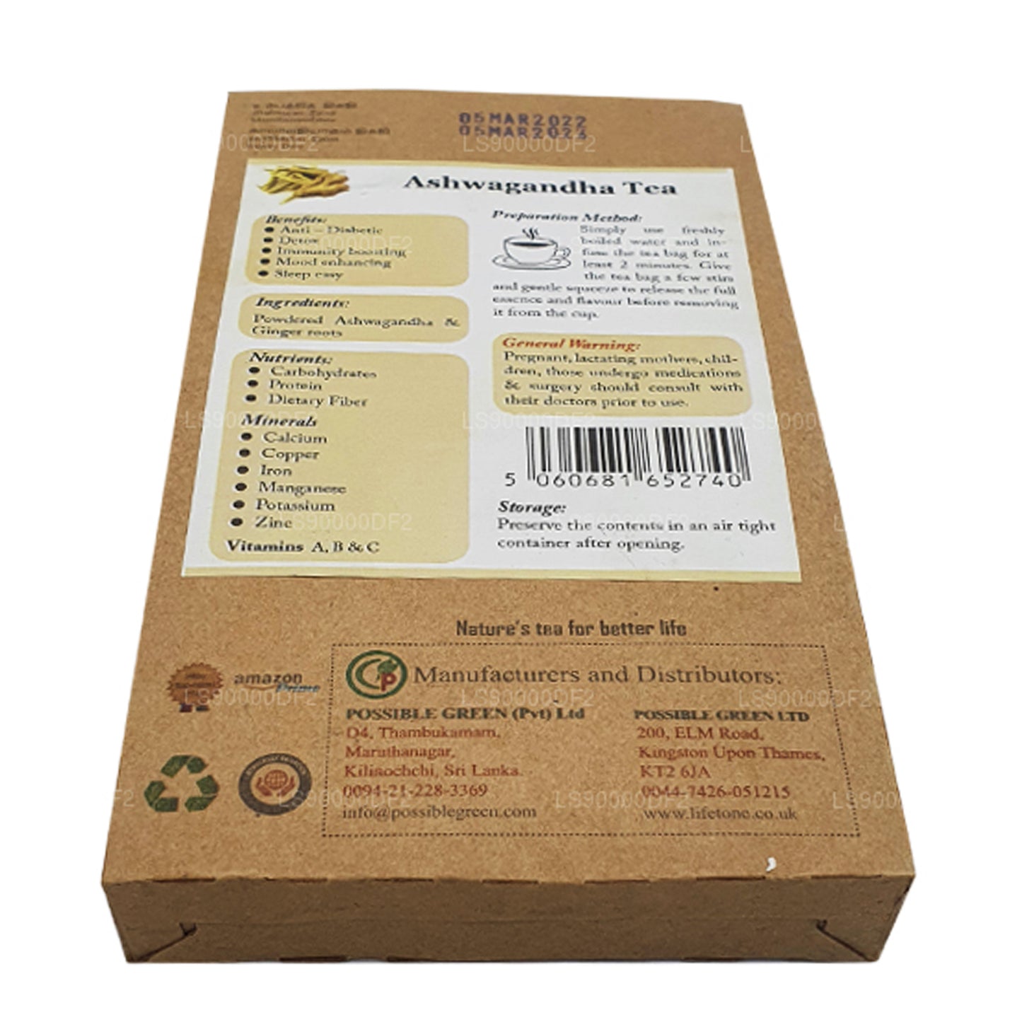 Té de ashwagandha Lifetone (40 g)