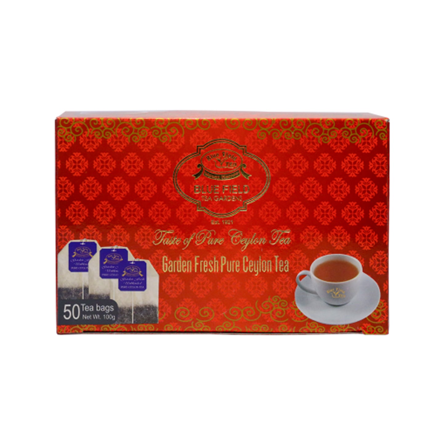 Té de Ceilán puro y fresco Bluefield Garden 100 g (50 bolsitas de té)