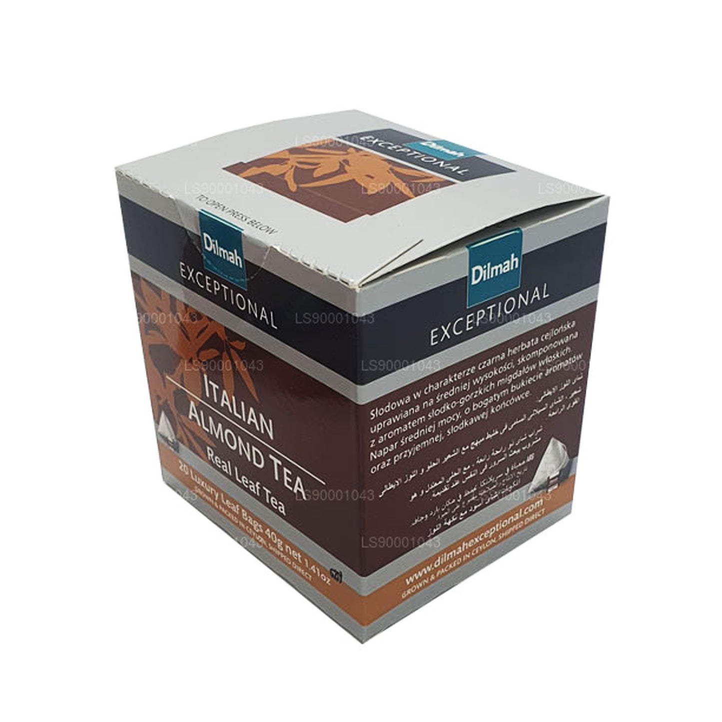 Té Dilmah Exceptional de hojas reales de almendras italianas (40 g), 20 bolsitas de té