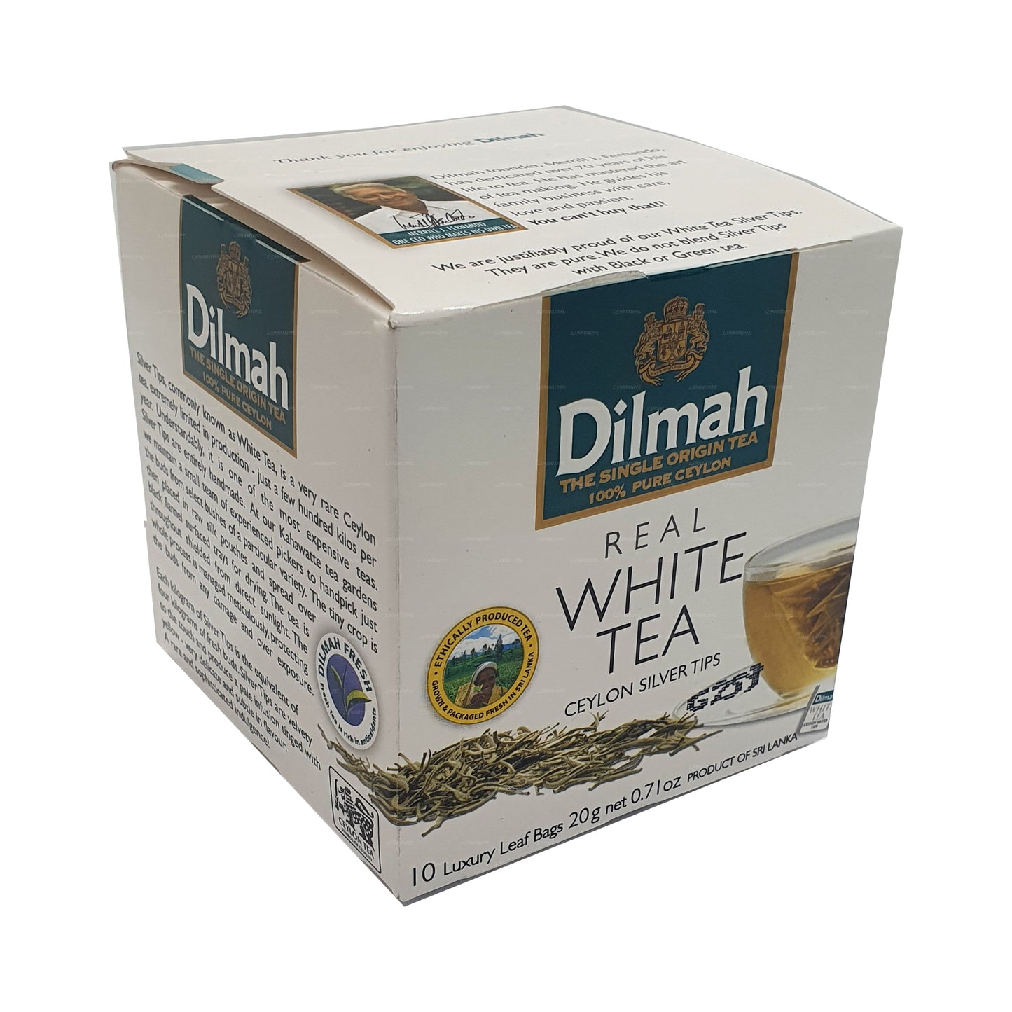 Dilmah Real White Tea Ceylon Silver Tips (20 g) 10 bolsitas de té