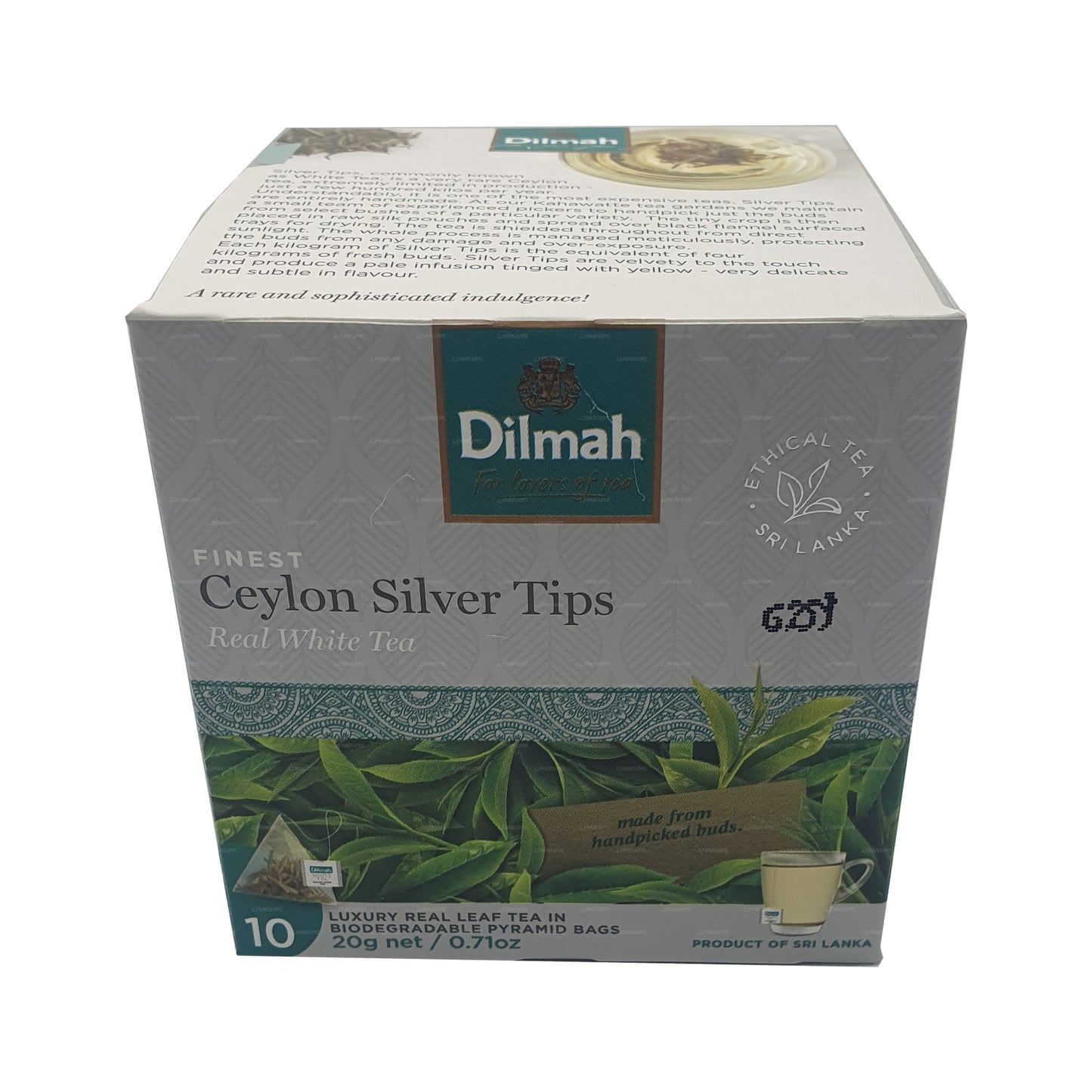 Dilmah Real White Tea Ceylon Silver Tips (20 g) 10 bolsitas de té