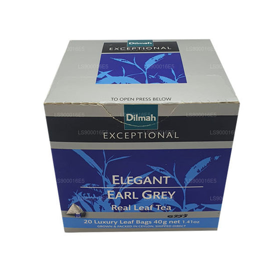 Té de hojas reales Dilmah Exceptional Elegant Earl Grey (40 g) 20 bolsitas de té