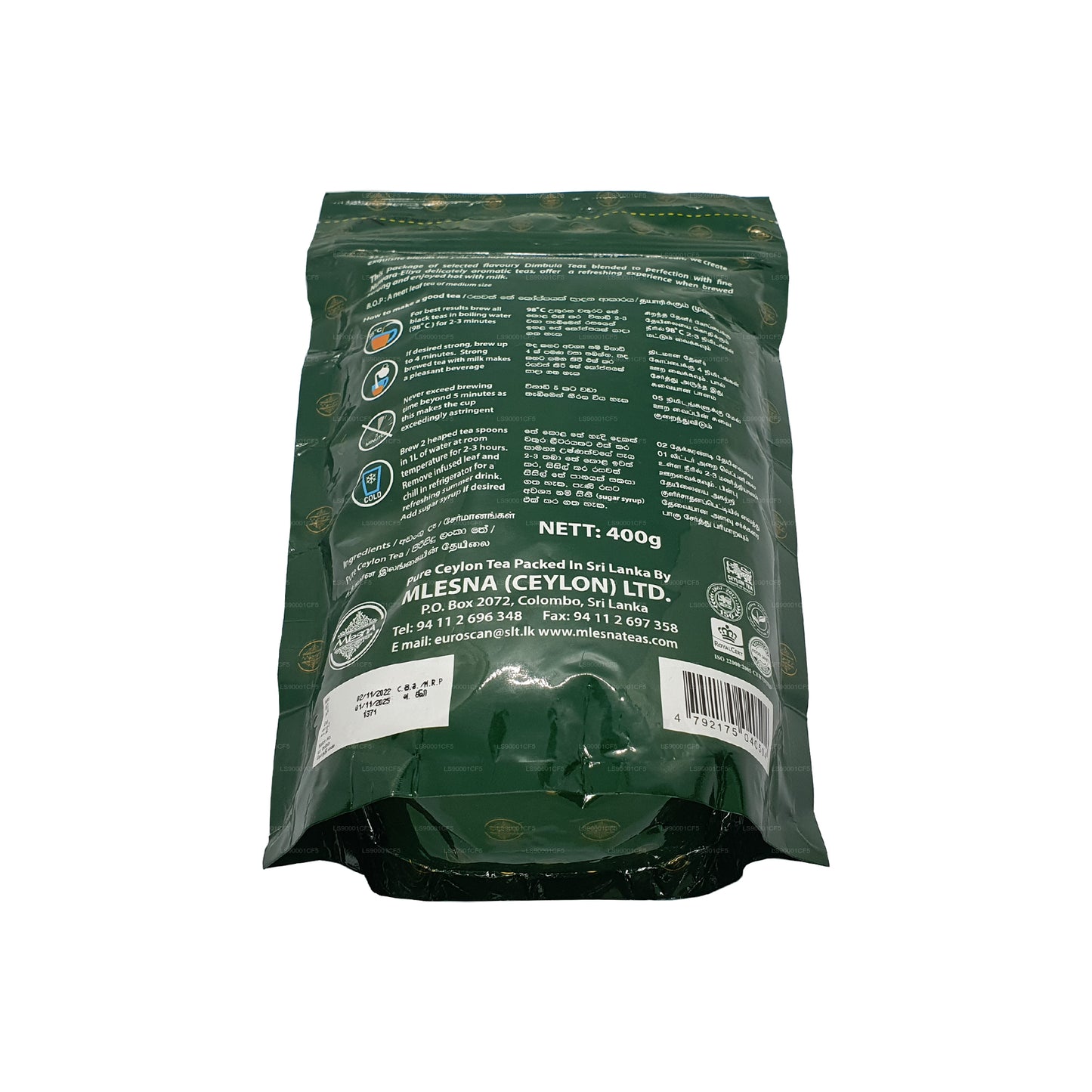 Bolsa laminada triple Mlesna Tea Rich Brew (400 g)