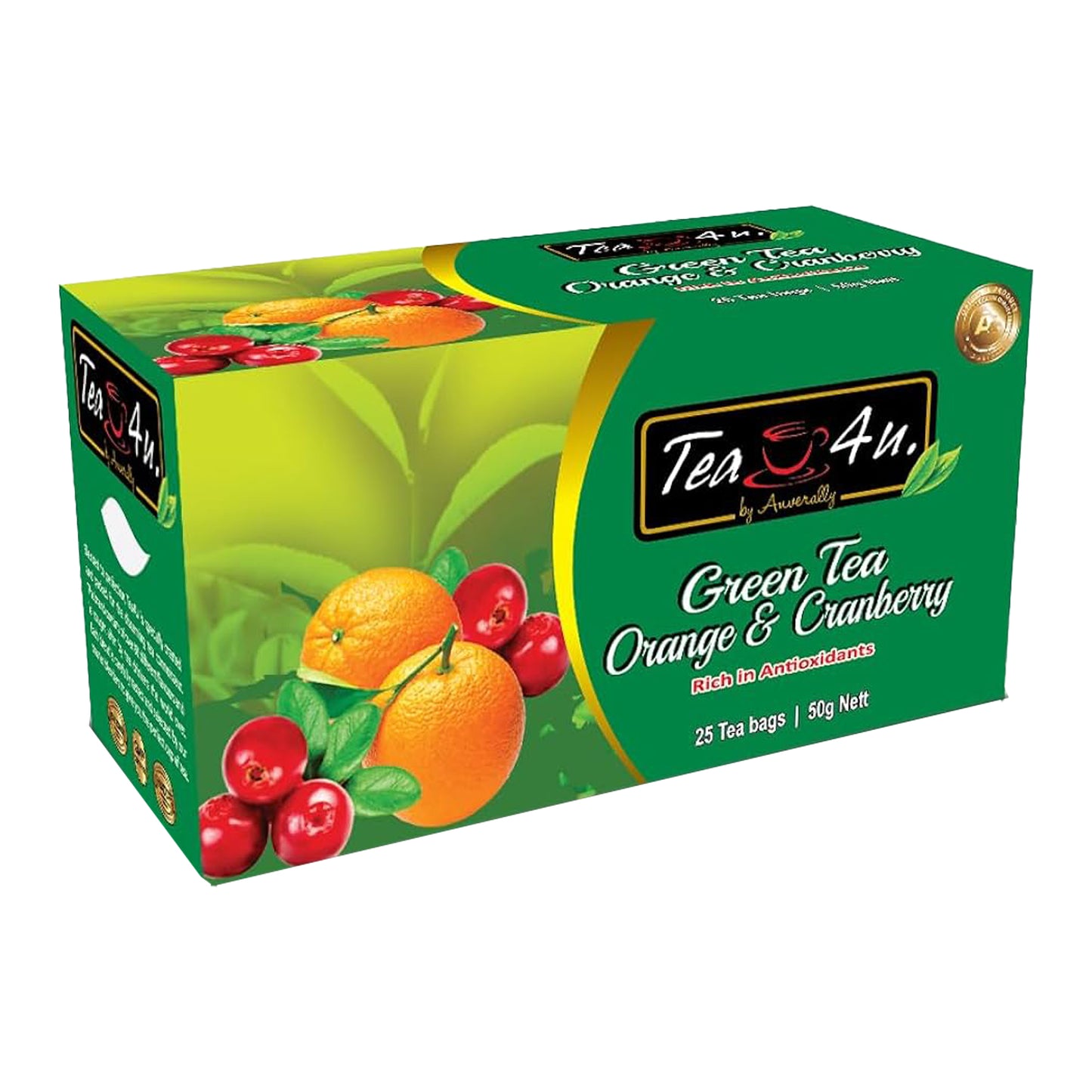 Tea4U Té verde de naranja y arándano (50 g) 25 bolsitas de té