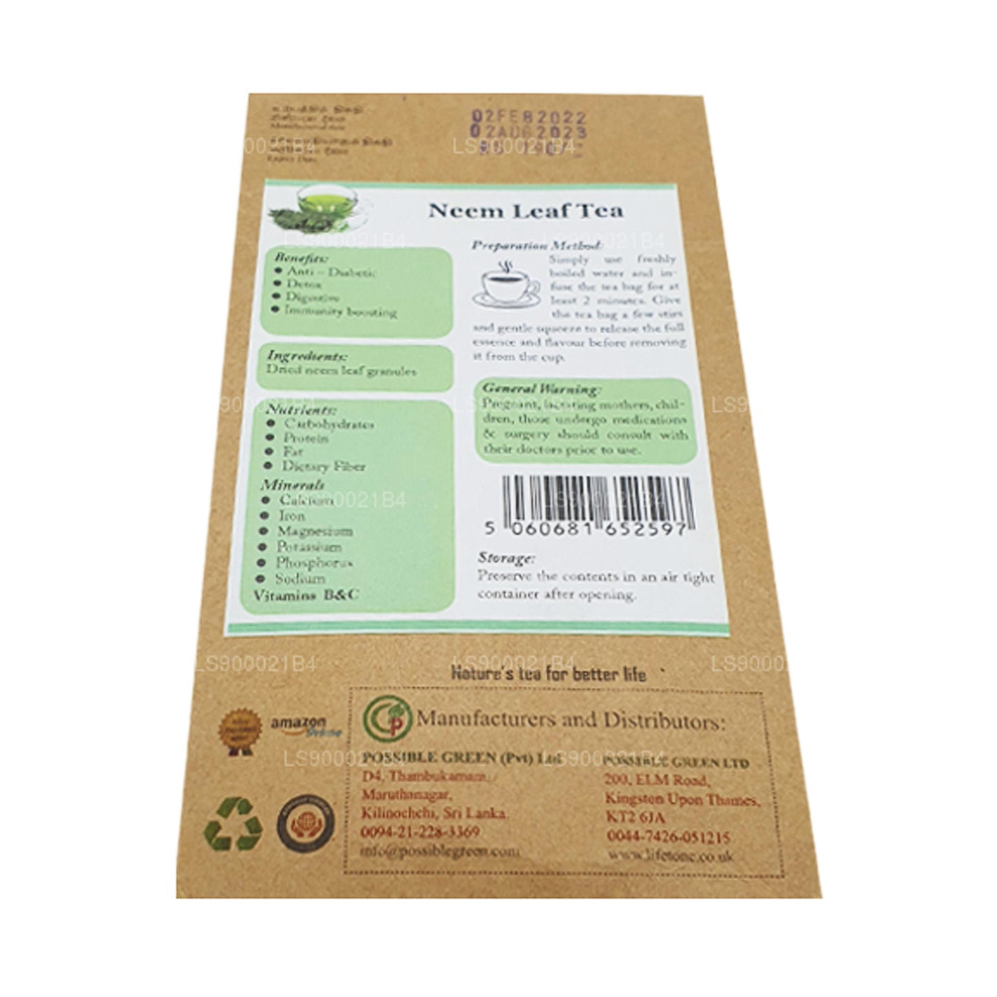 Té de hojas de neem Lifetone (30 g)