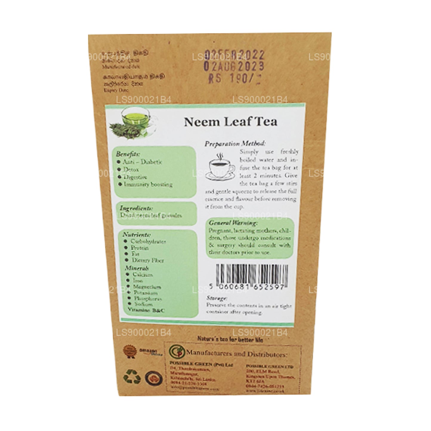 Té de hojas de neem Lifetone (30 g)