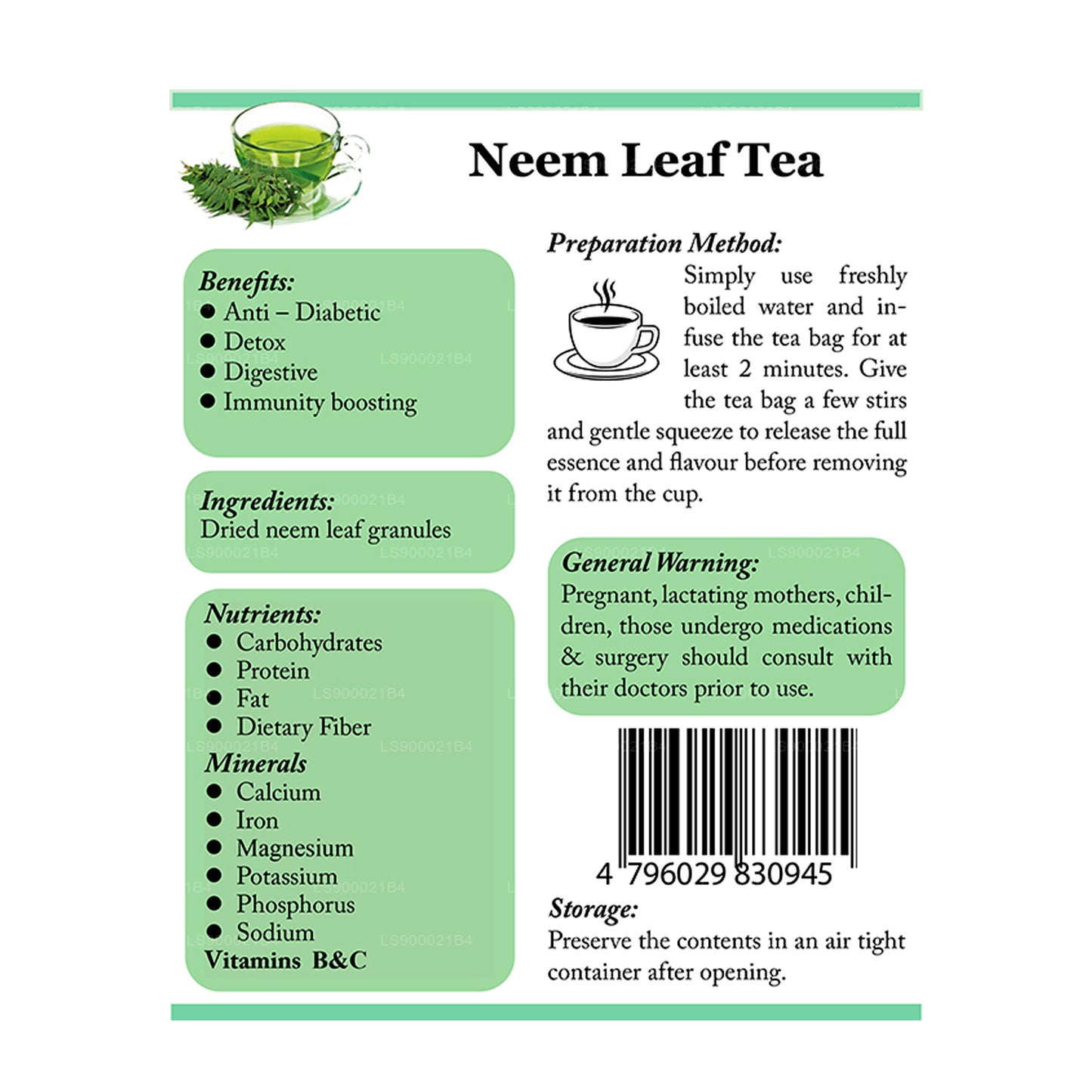 Té de hojas de neem Lifetone (30 g)