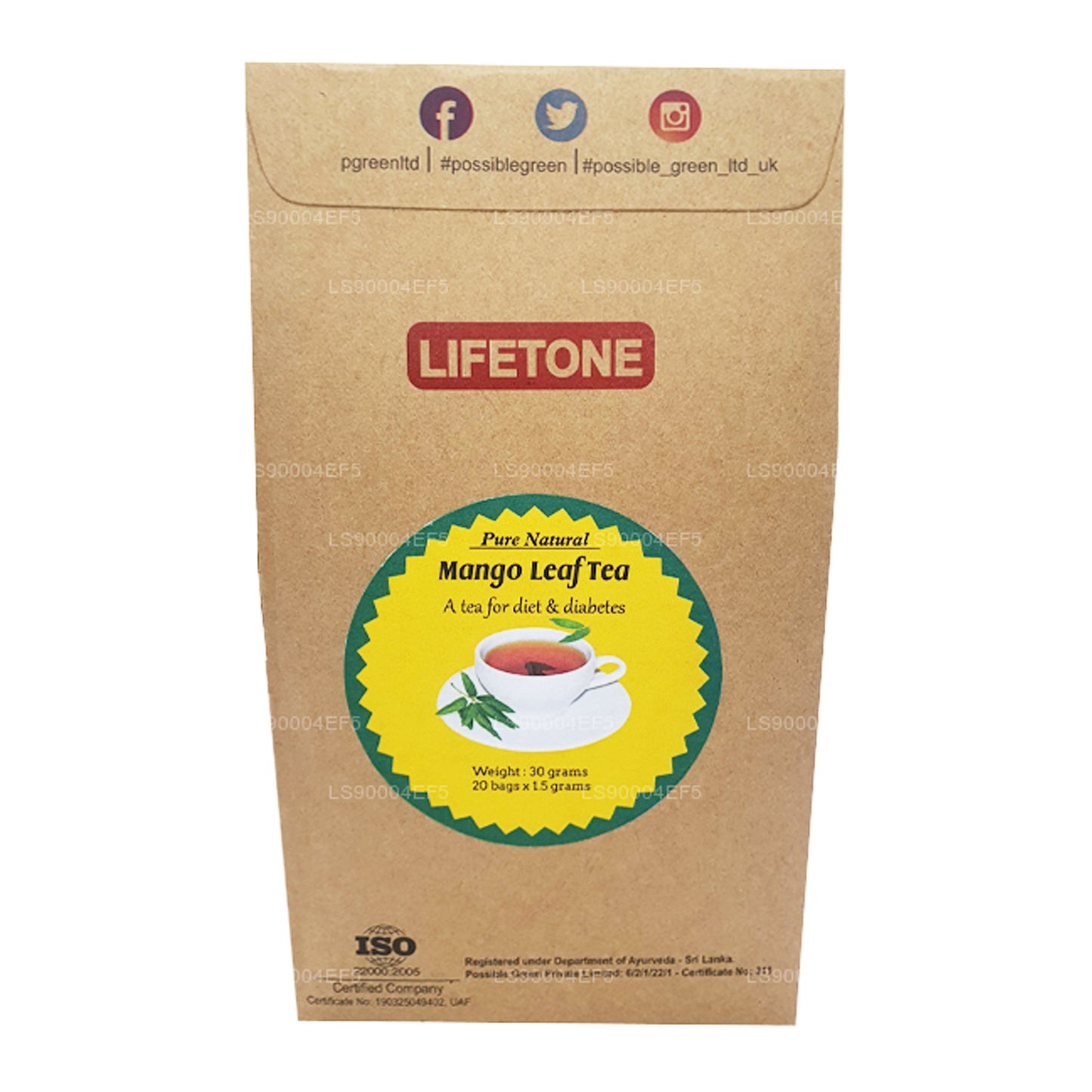 Té de hojas de mango Lifetone (40 g)