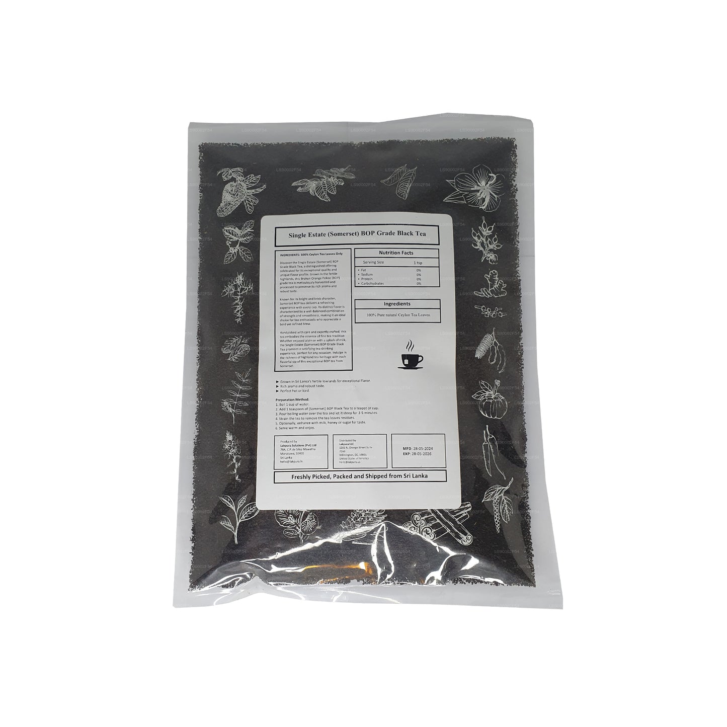 Té negro de Ceilán Lakpura Single Estate (Somerset) de grado BOP (100 g)