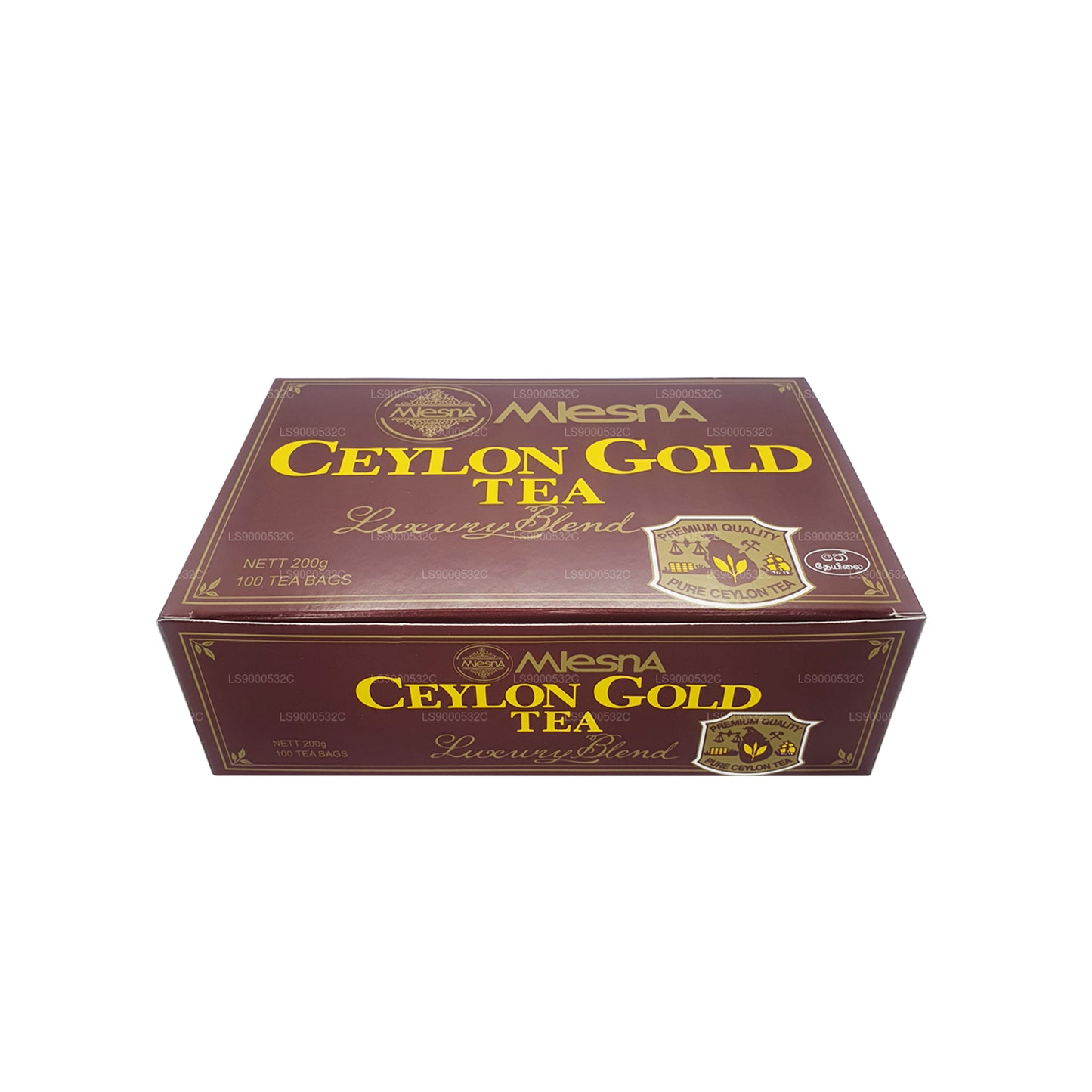 Cadena y etiqueta Mlesna Tea Ceylon Gold, 100 bolsitas de té (200 g)