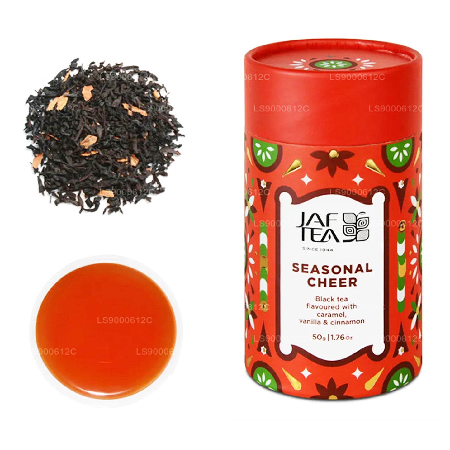 Jaf Tea Seasonal Cheer - Té negro con sabor a caramelo, vainilla y canela (50 g)