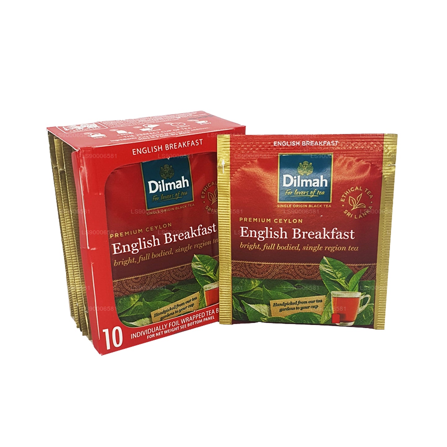 Té de desayuno inglés Dilmah (20 g), 10 bolsitas de té envueltas individualmente en papel de aluminio