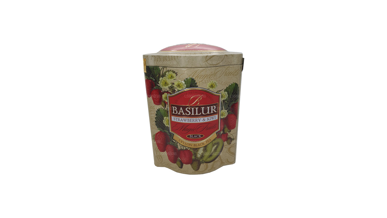 Carrito de lata Basilur con frutas mágicas de fresa y kiwi (100 g)