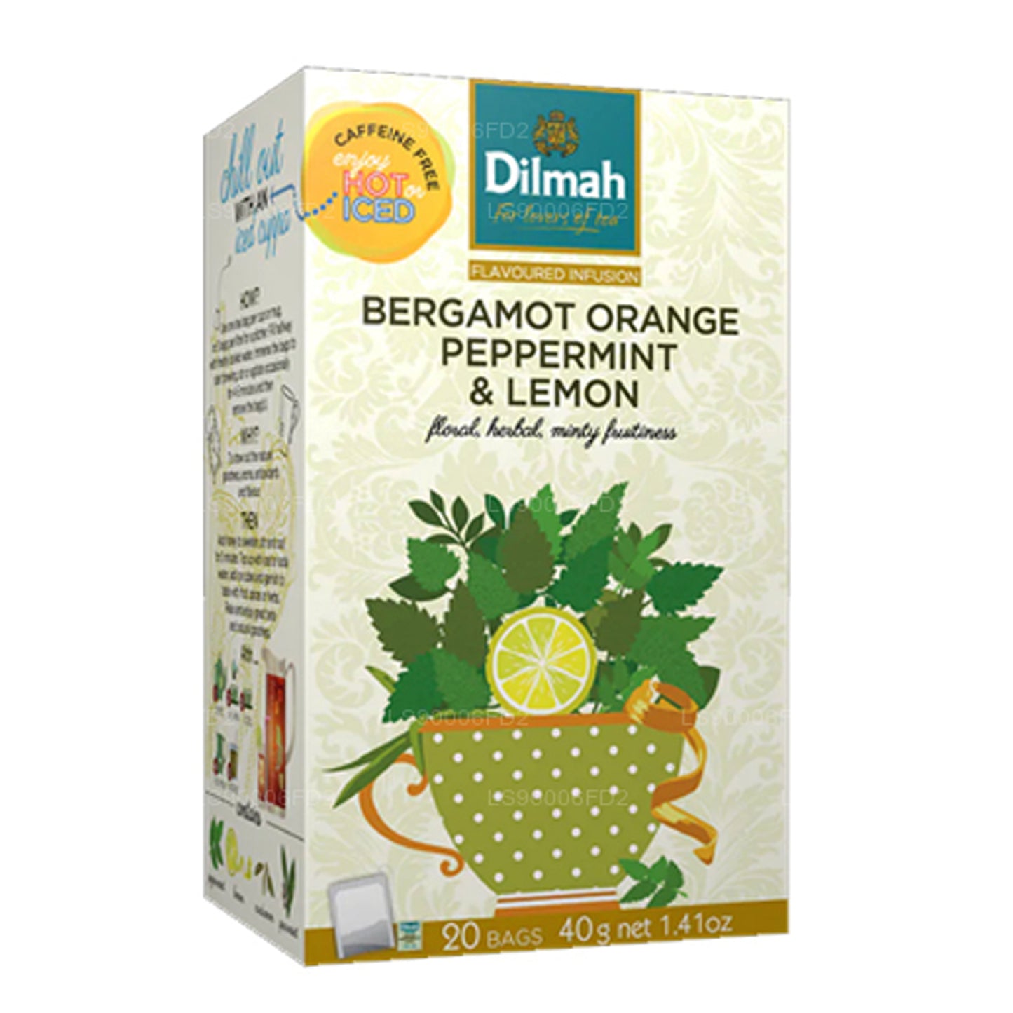 Infusión natural Dilmah de bergamota, naranja, menta y limón (20 bolsitas de té)