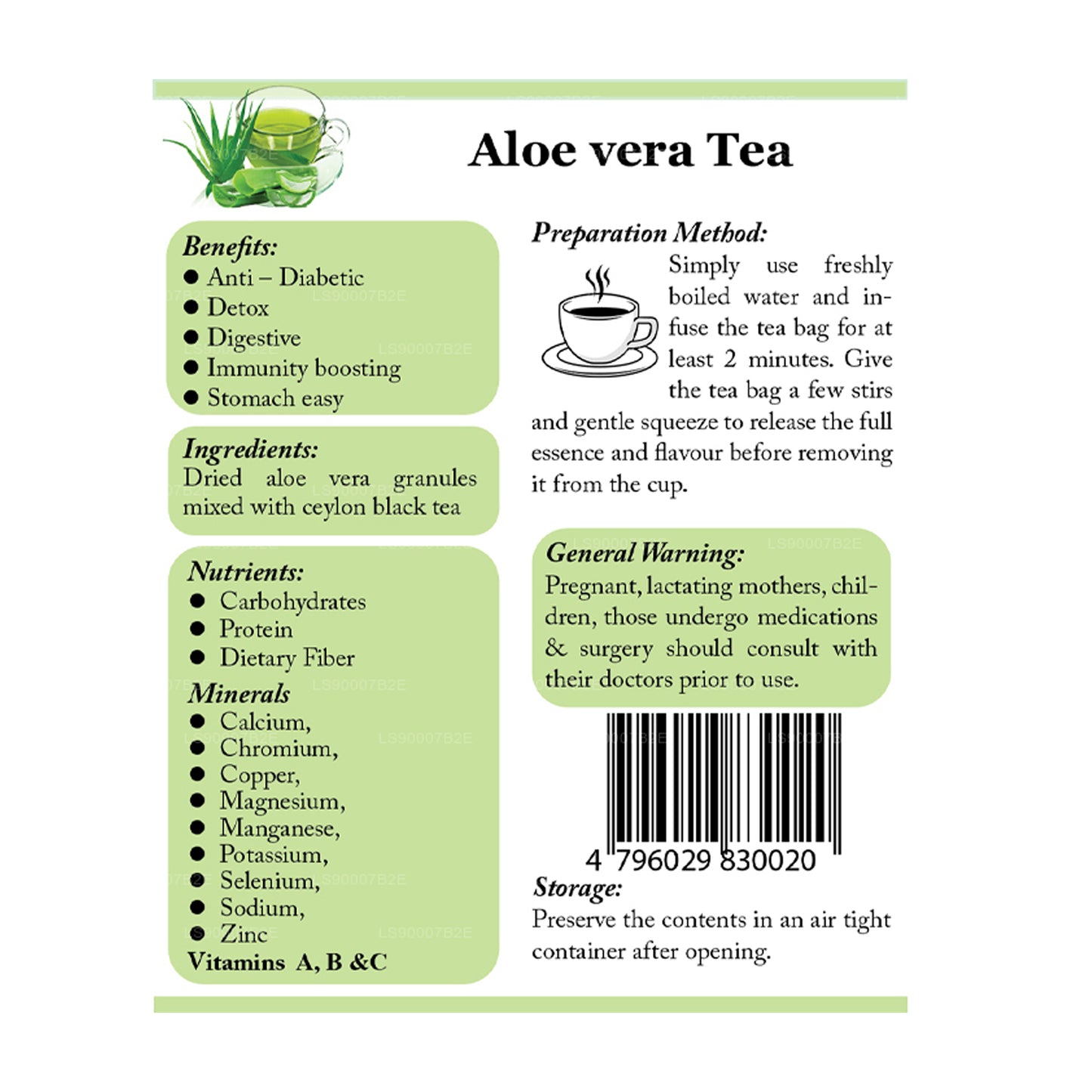 Té de aloe vera Lifetone (40 g)