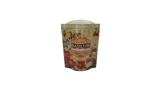 Caja de lata Basilur Magic Fruits de frambuesa y rosa mosqueta (100 g)