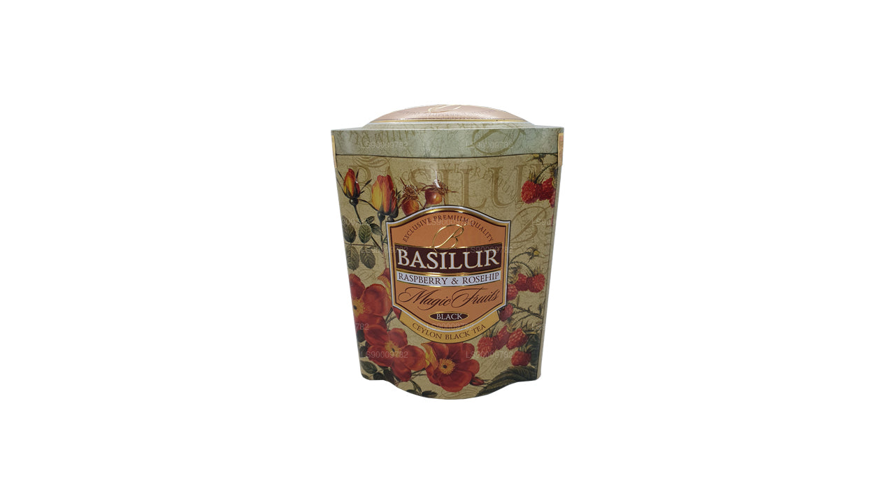 Caja de lata Basilur Magic Fruits de frambuesa y rosa mosqueta (100 g)