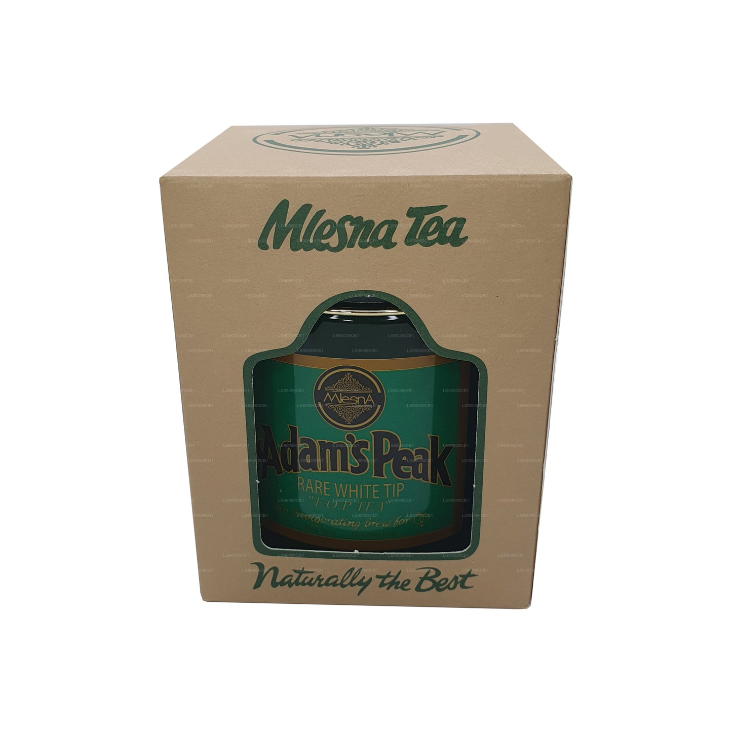 Mlesna Tea Adam's Peak, té de hojas FOP con punta blanca rara en caja de metal (100 g)