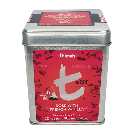 Dilmah serie T de rosas con vainilla francesa, 20 bolsitas de té en hojas (40 g)