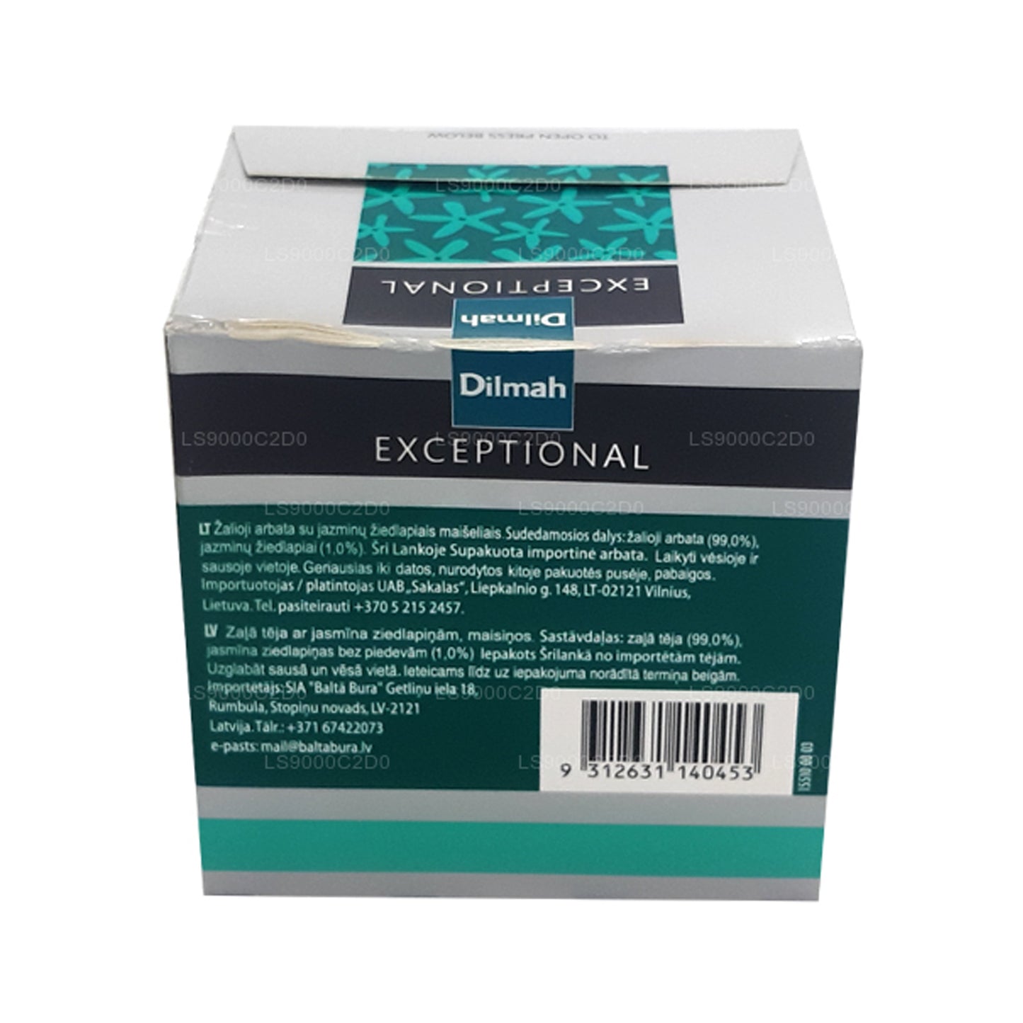 Té Dilmah con aroma excepcional de jazmín y hojas verdes reales (40 g), 20 bolsitas de té