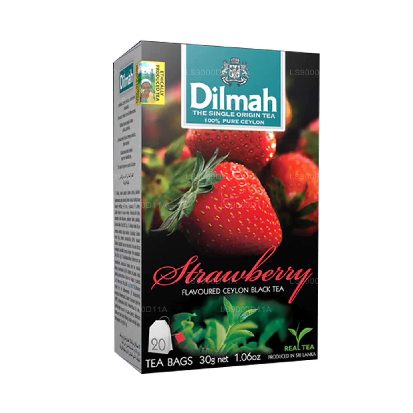 Té negro de Ceilán con sabor a fresa Dilmah (30 g) 20 bolsitas de té