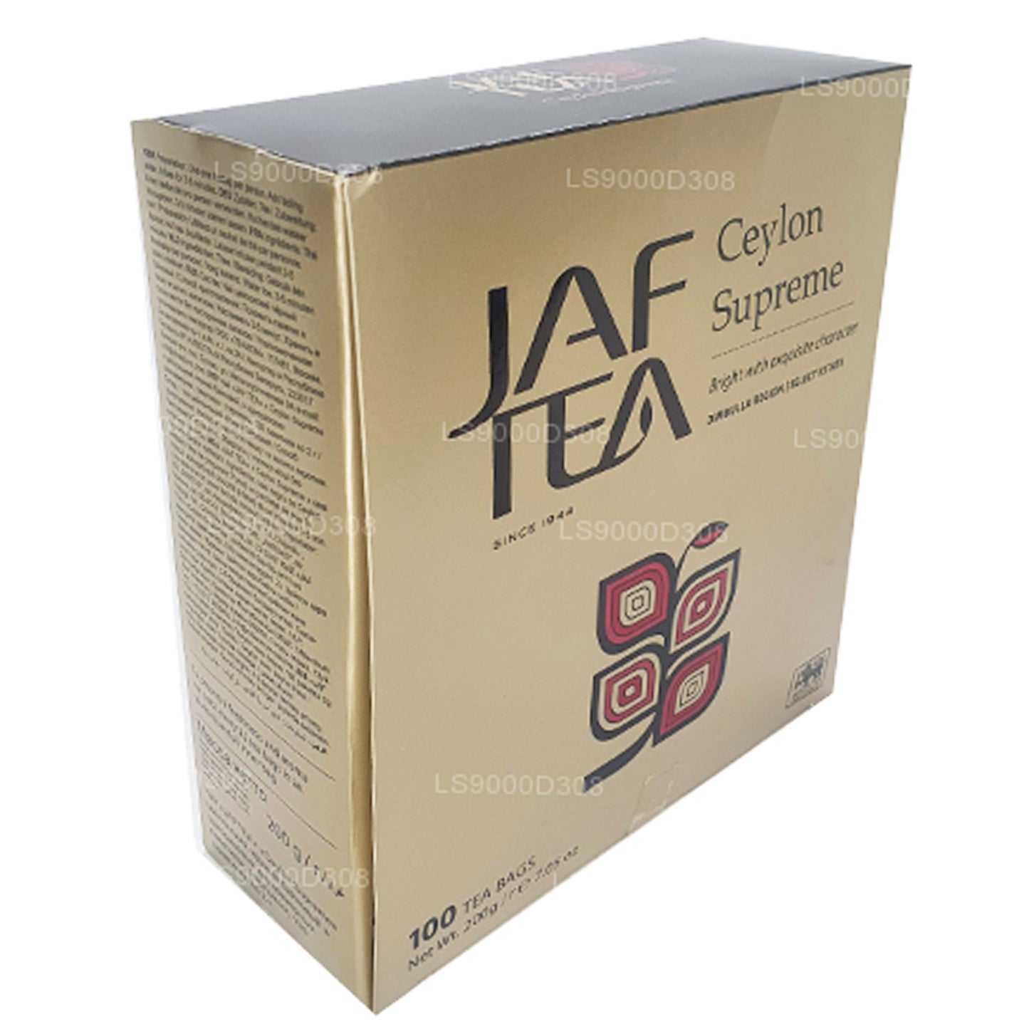 Cadena y etiqueta de té Jaf Tea Classic Gold Collection Ceylon Supreme, 100 bolsas de té (200 g)