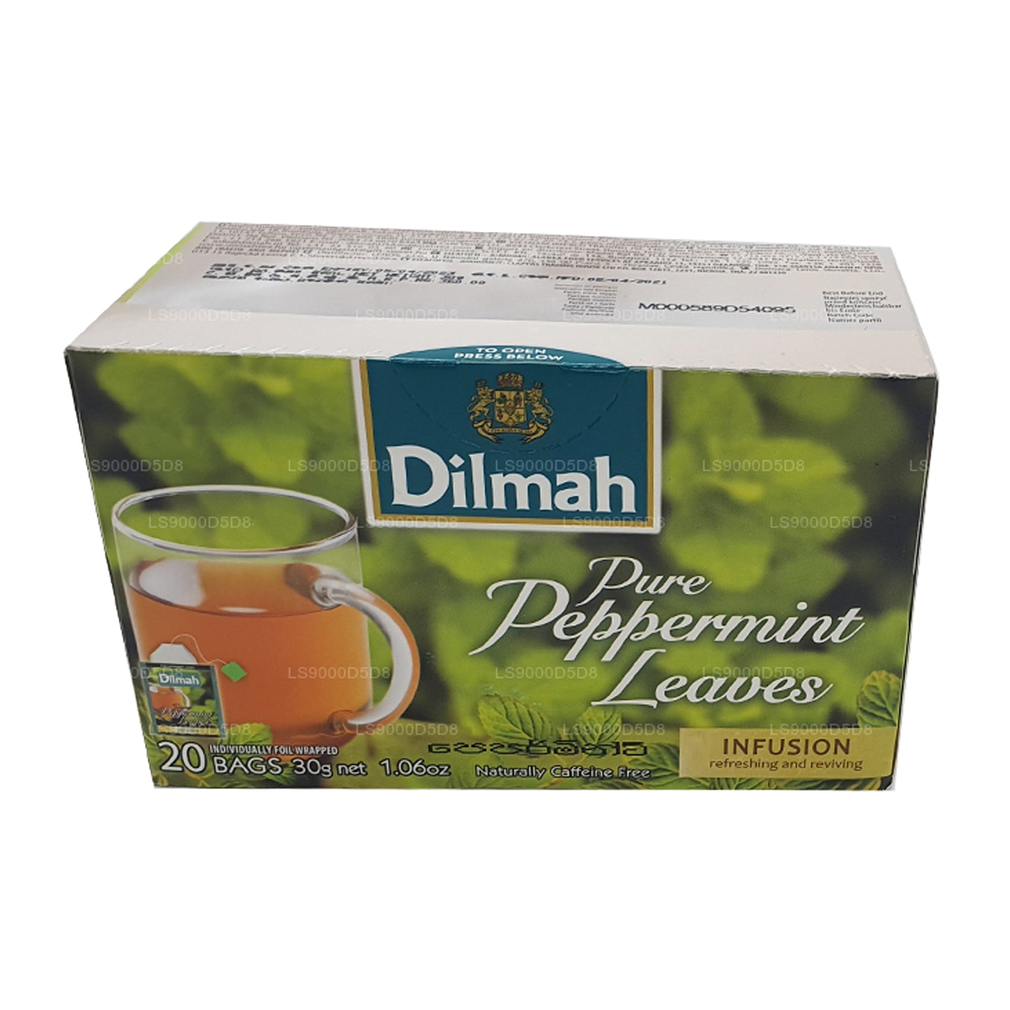 Hojas de menta pura Dilmah (30 g), 20 bolsitas de té