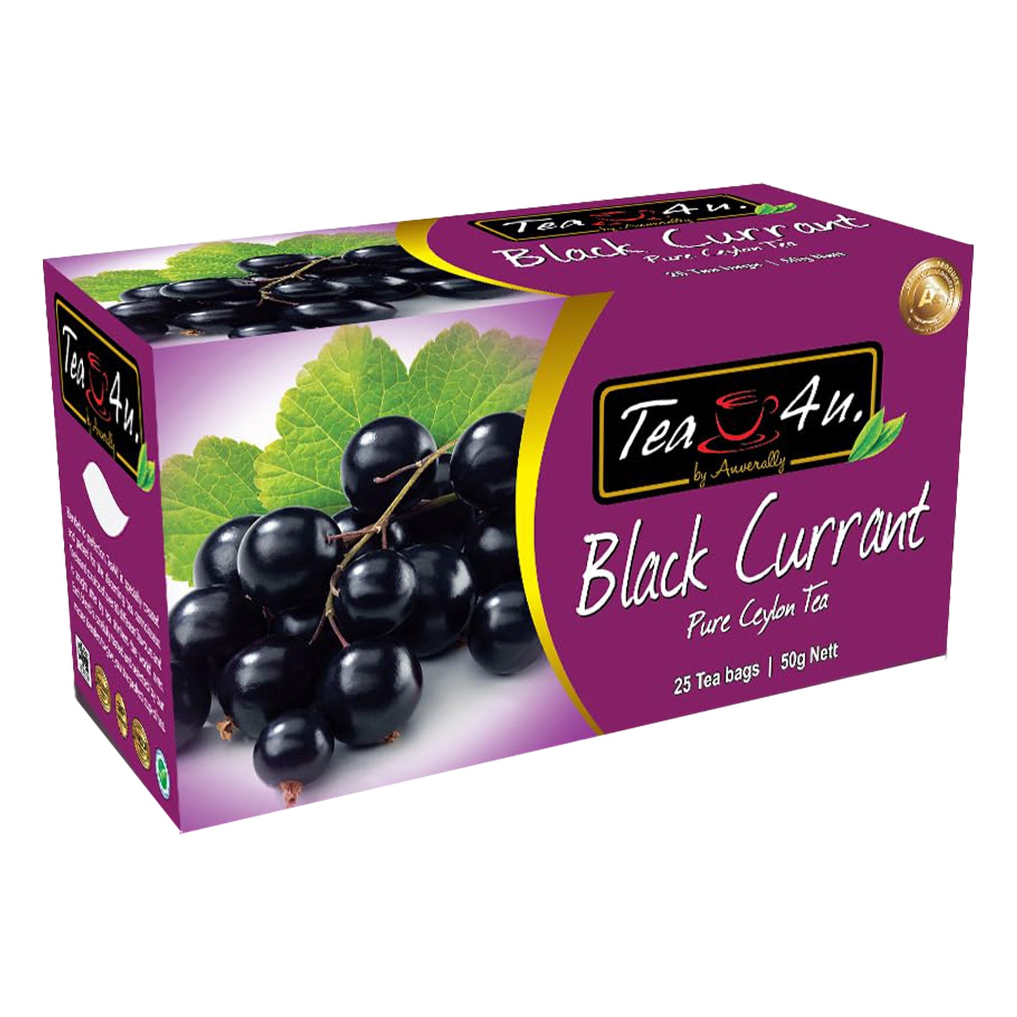 Té de grosella negra Tea4U (50 g) 25 bolsitas de té