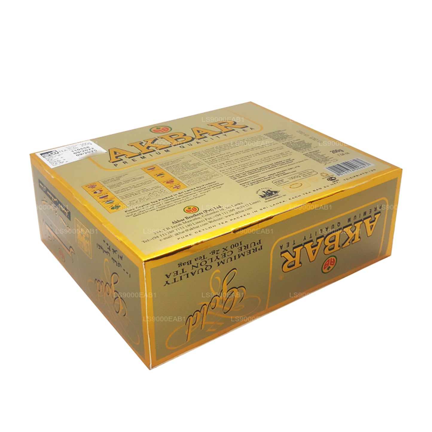 Té de Ceilán Akbar Gold Premium 100% puro (200 g) 100 bolsitas de té