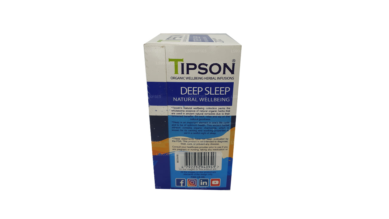 Tipson Organic Deep Sleep Natural Wellbeing, 20 bolsas envueltas (30 g)