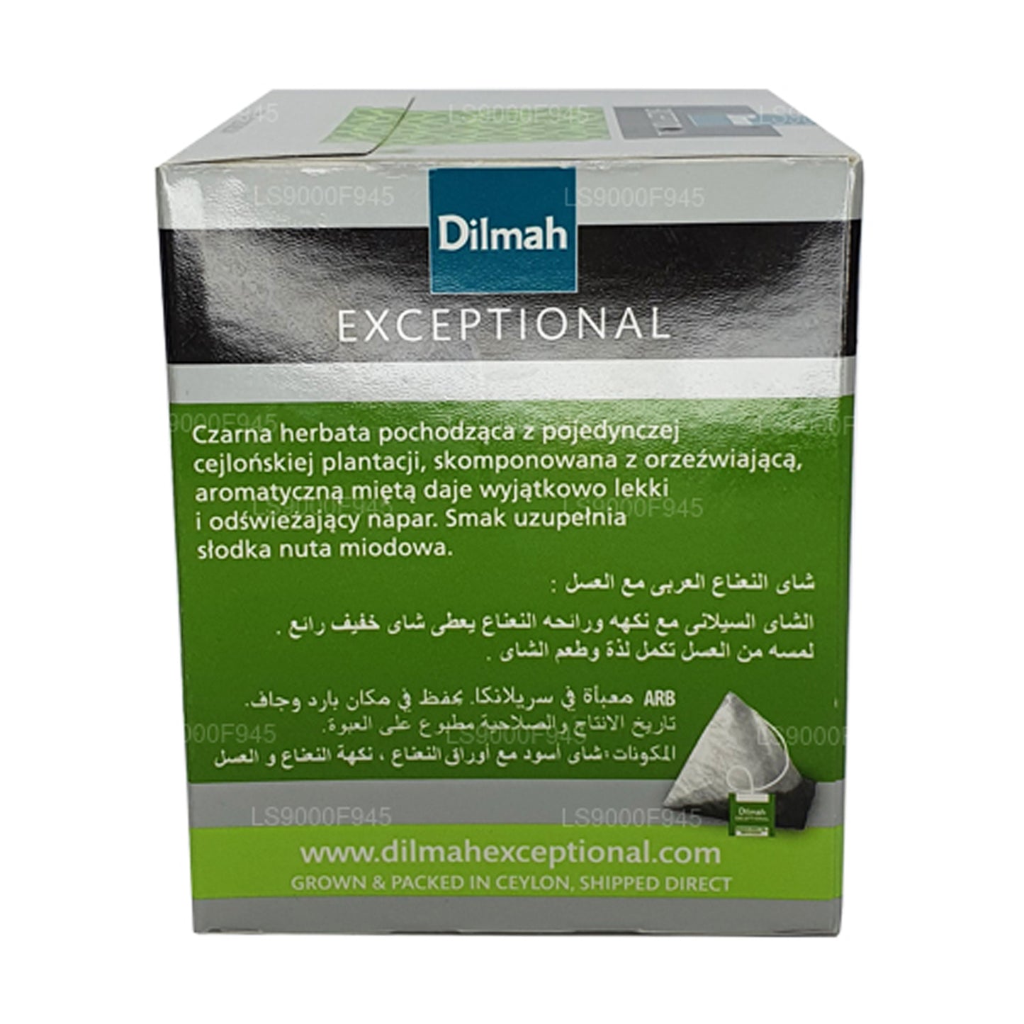 Hoja excepcional de Dilmah con menta árabe y miel (20 bolsitas de té)