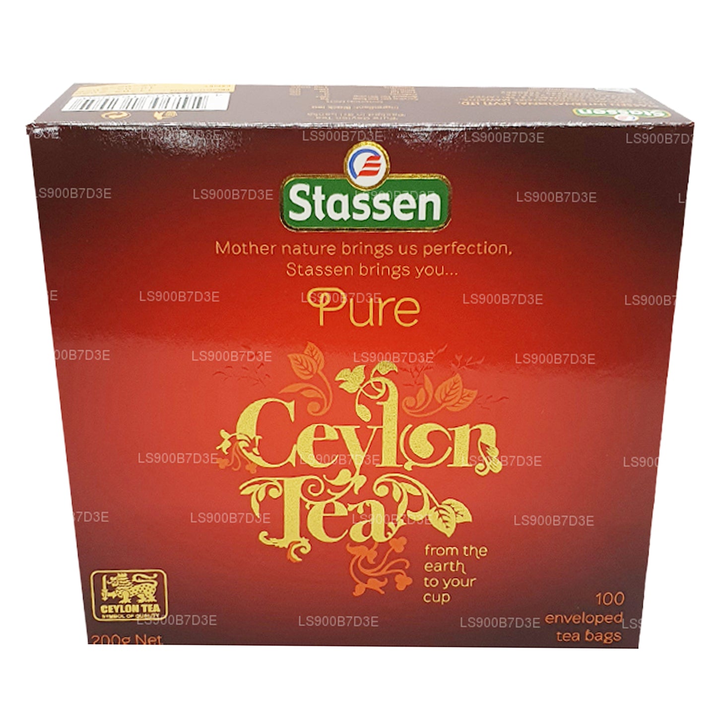 Té negro puro de Ceilán de Stassen (200 g) 100 bolsitas de té