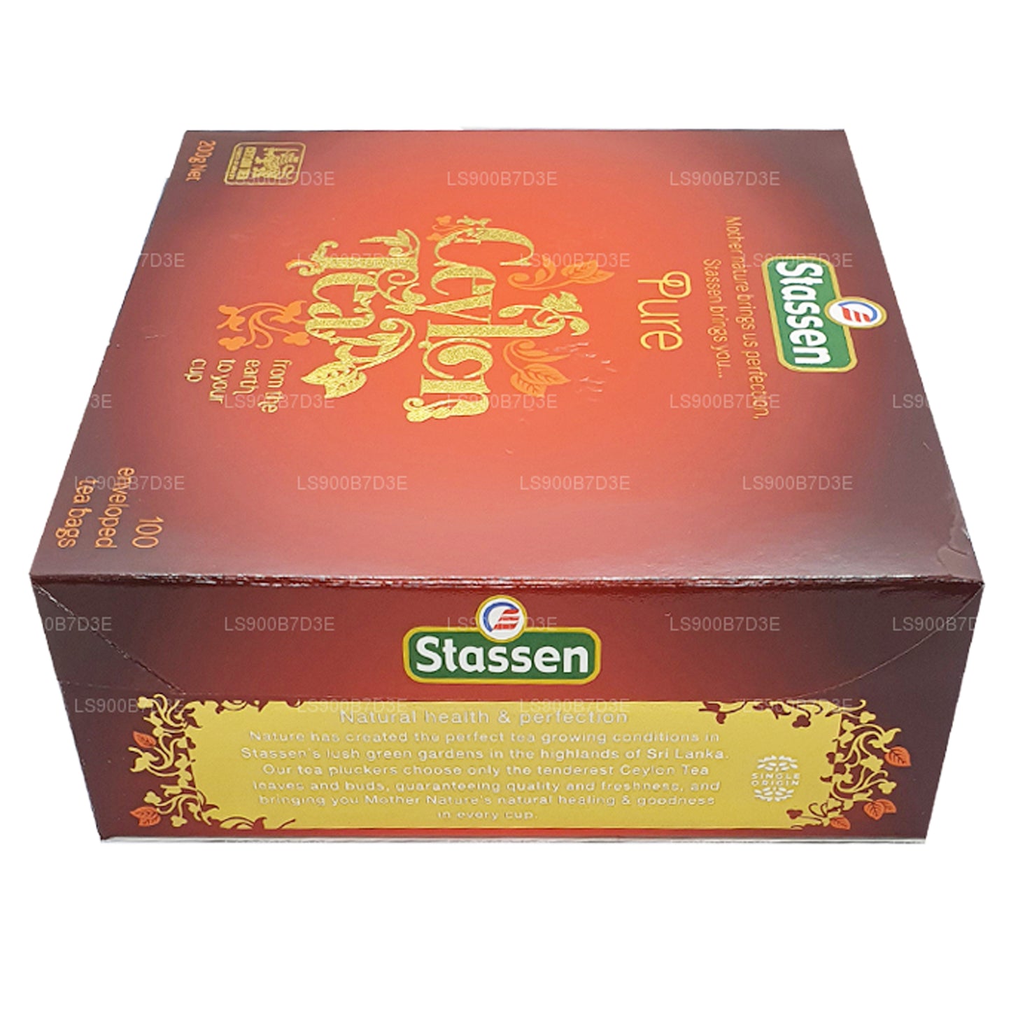 Té negro puro de Ceilán de Stassen (200 g) 100 bolsitas de té