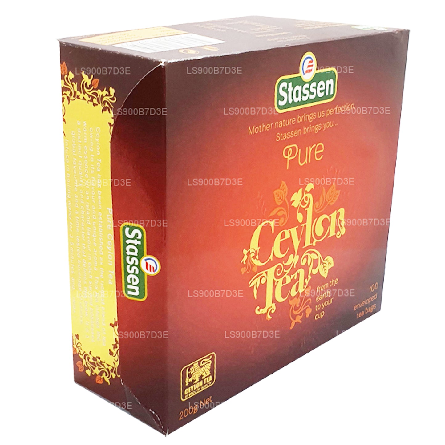 Té negro puro de Ceilán de Stassen (200 g) 100 bolsitas de té