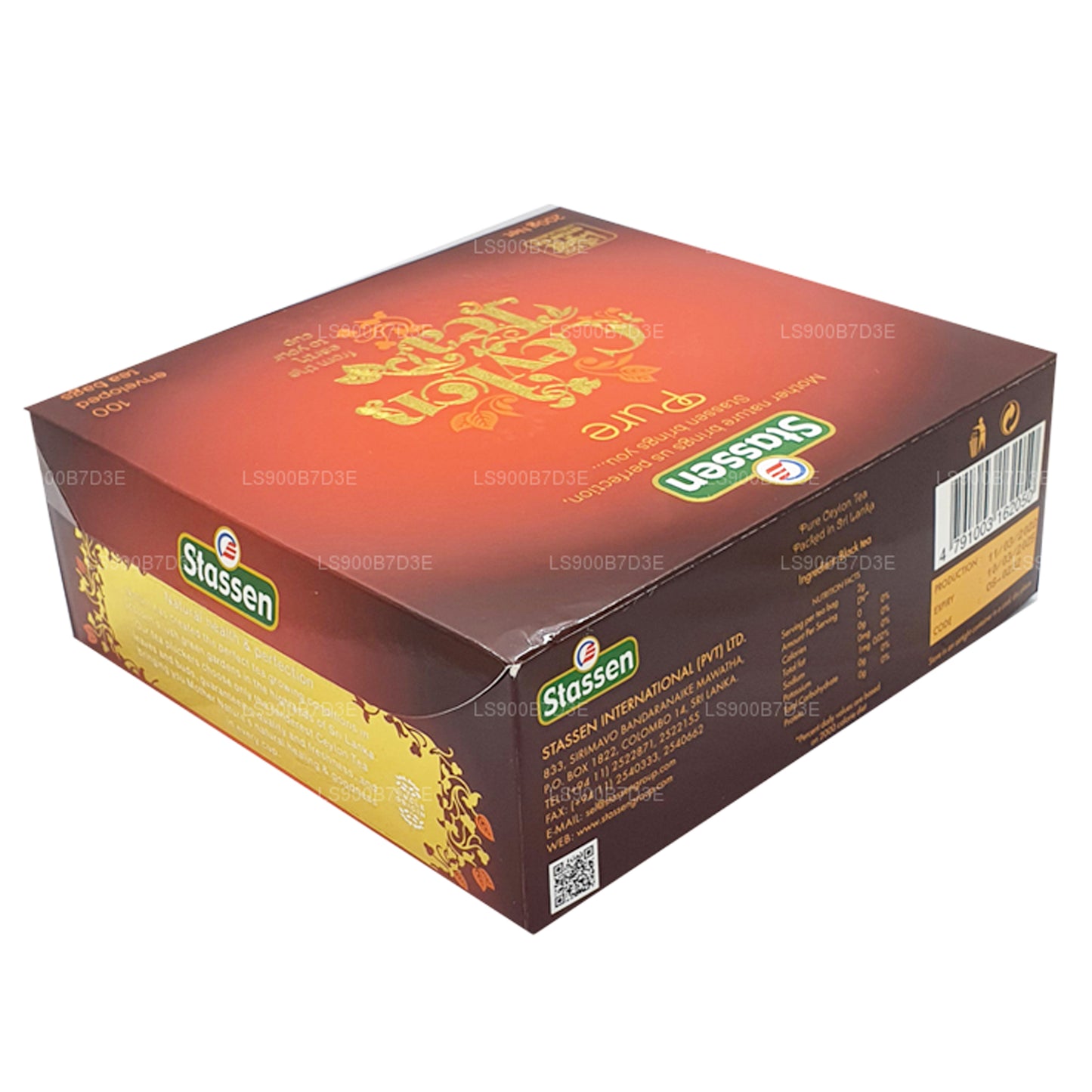 Té negro puro de Ceilán de Stassen (200 g) 100 bolsitas de té