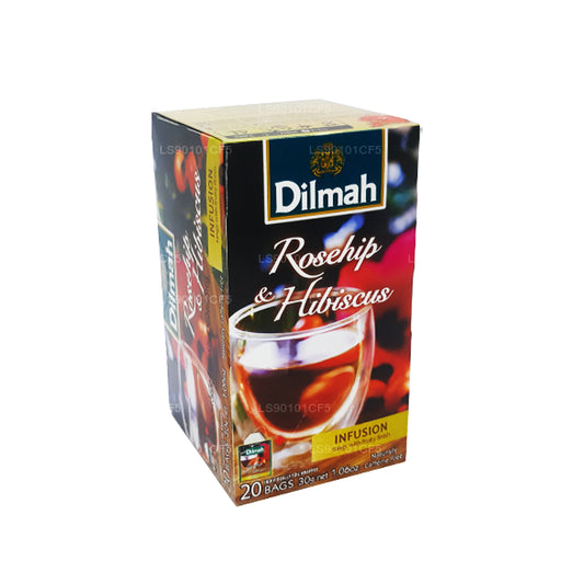 Té negro Dilmah con sabor a rosa mosqueta e hibisco (30 g)