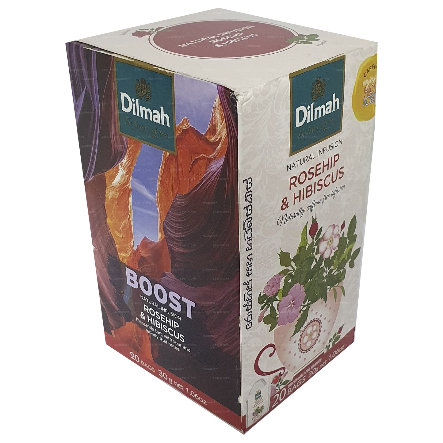 Té negro Dilmah con sabor a rosa mosqueta e hibisco (30 g)