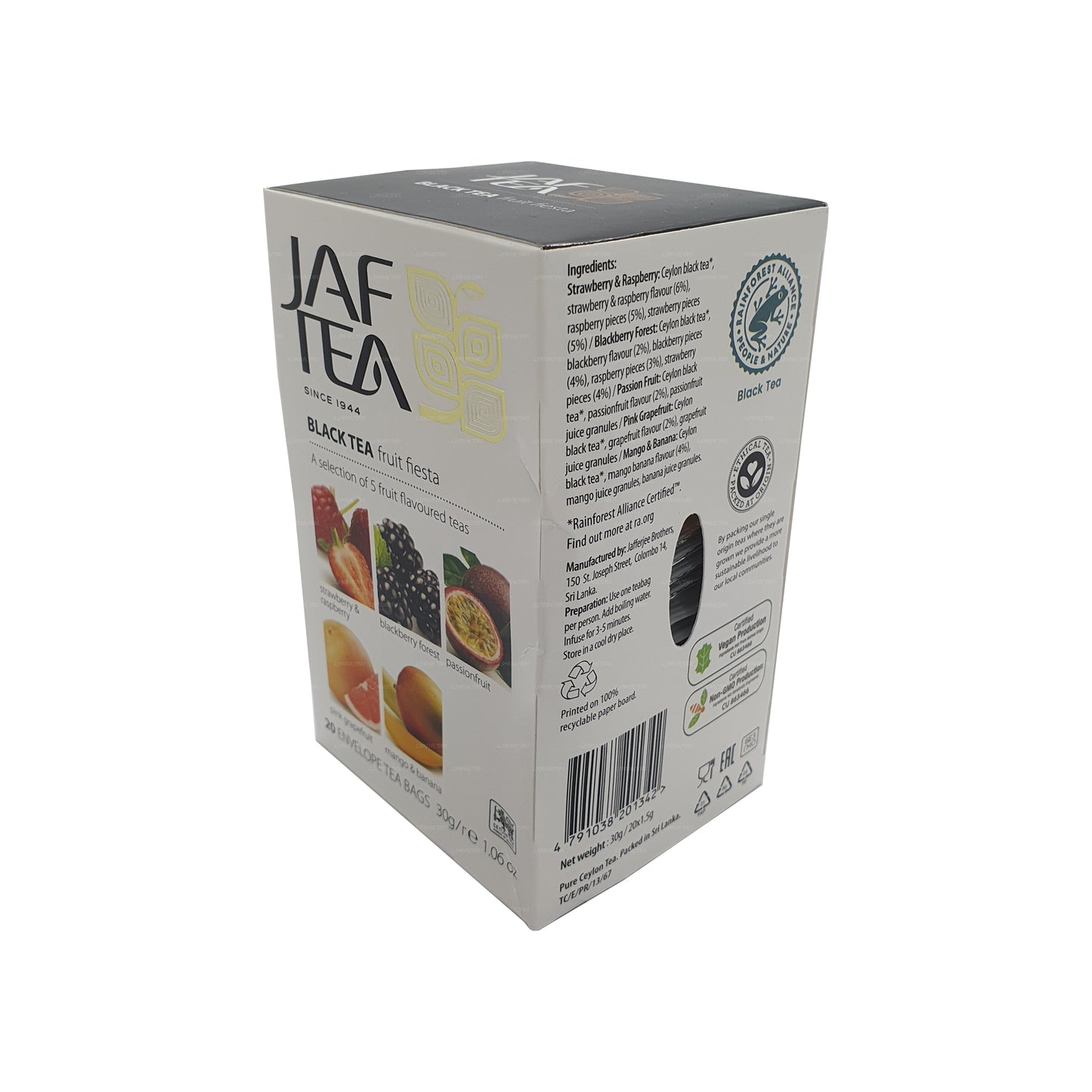 Jaf Tea Pure Fruits Collection Black Tea Fruit Fiesta (30 g) 20 bolsitas de té